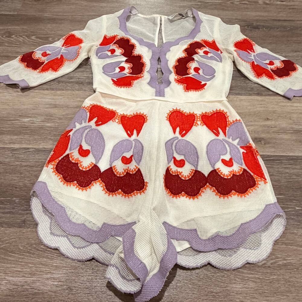 Alice McCall Never Ever Playsuit Embroidered Romper Size 4 - Picture 3 of 8